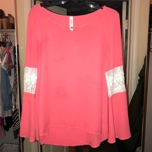 Women’s coral lace top. Small.